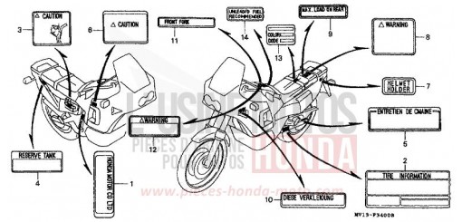 ETIQUETTE DE PRECAUTIONS XRV750L de 1990